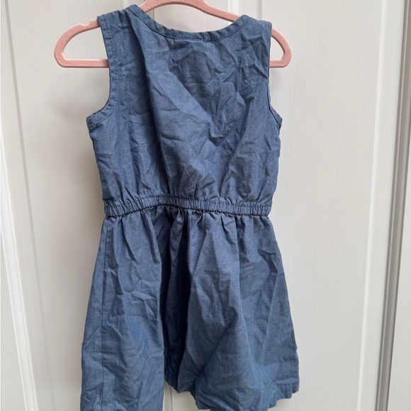 U.S. Polo Assn. 2T Girls Denim Blue Sleeveless Dress with Pink Bow - Picture 4 of 5